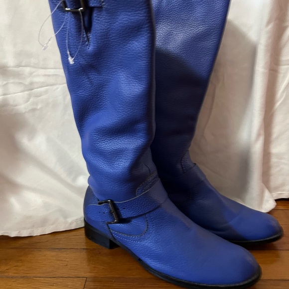 Blue Leather Knee-High Boots - Picture 3 of 5